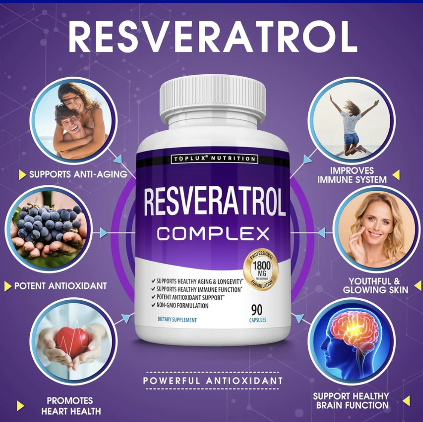 Resveratrol Complex - cápsulas antioxidantes para energía, antiage y bienestar
