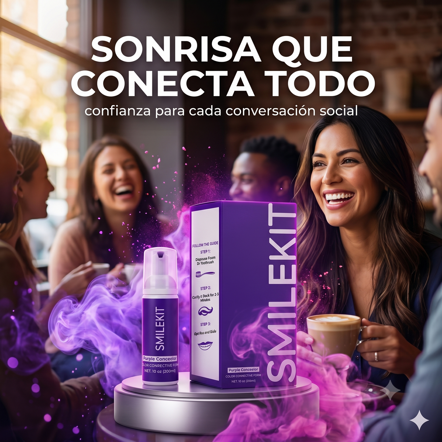 Smilekit V34 — Espuma Morada Blanqueadora Dental · Dientes Blancos al Instante