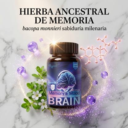 Memory Mood Brain — Cápsulas con Bacopa y DMAE para Memoria, Foco y Bienestar