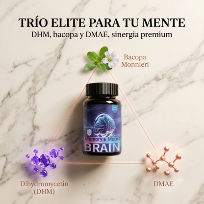 Memory Mood Brain — Cápsulas con Bacopa y DMAE para Memoria, Foco y Bienestar