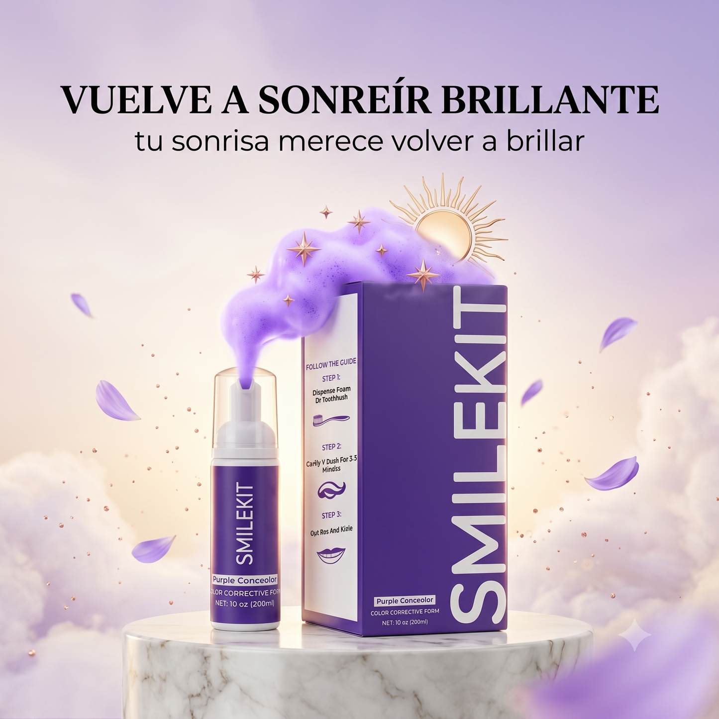 Smilekit V34 — Espuma Morada Blanqueadora Dental · Dientes Blancos al Instante