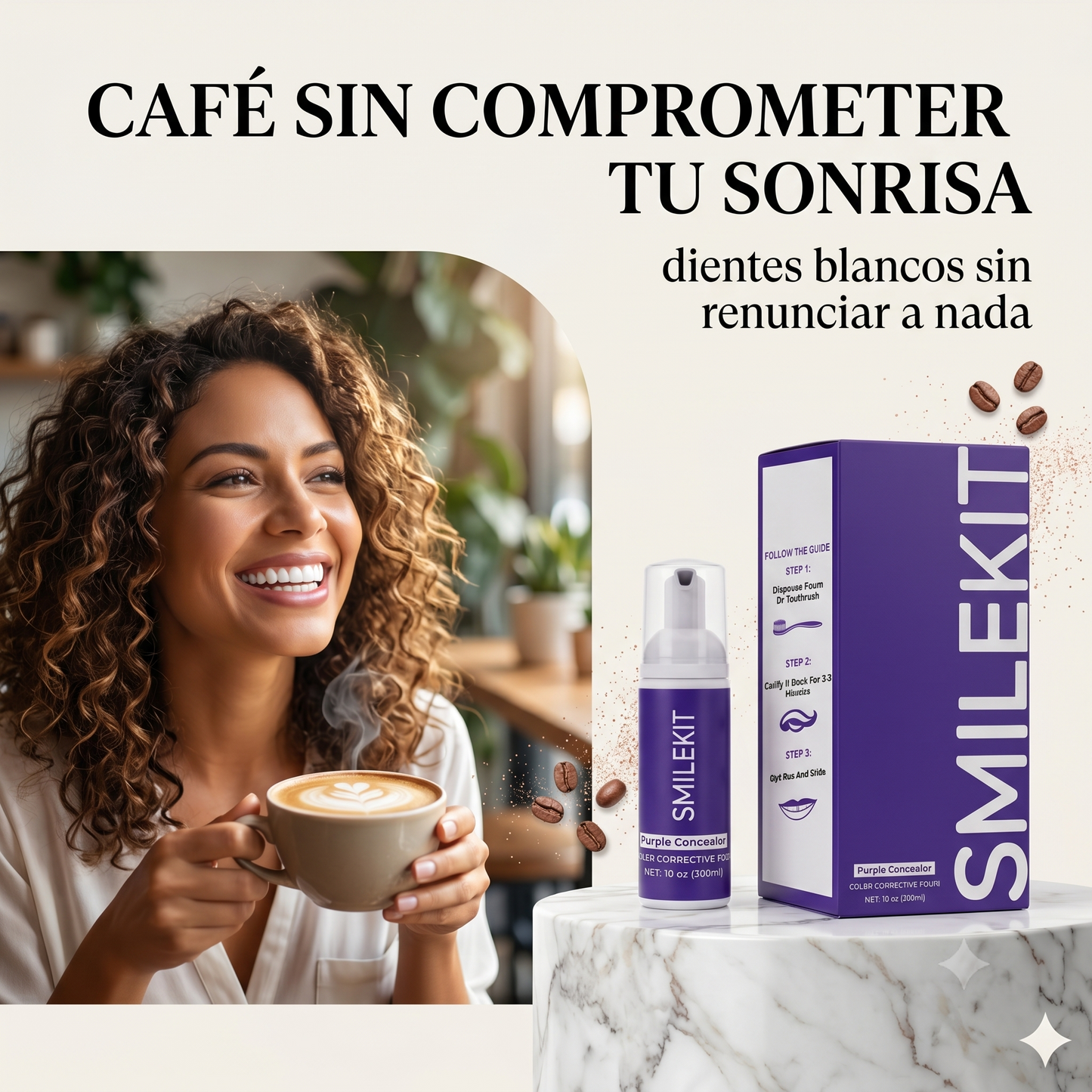 Smilekit V34 — Espuma Morada Blanqueadora Dental · Dientes Blancos al Instante