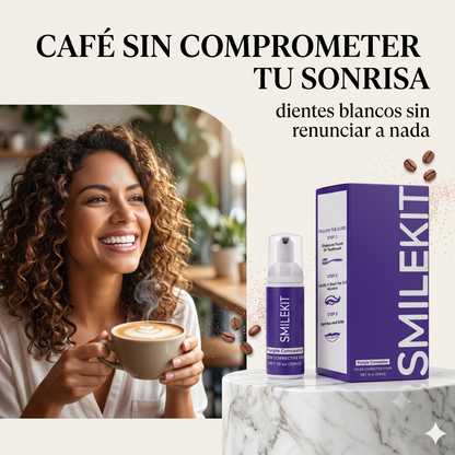 Smilekit V34 — Espuma Morada Blanqueadora Dental · Dientes Blancos al Instante